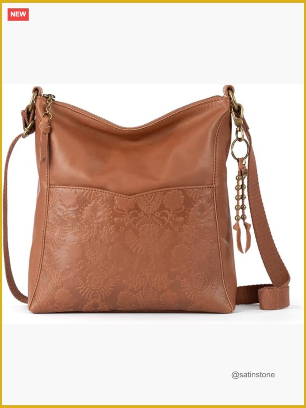 Leather Crossbody Purse With Adjustable Strap And Multiple Pockets